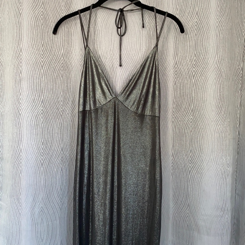 Shimmer Gunmetal Maxi Dress